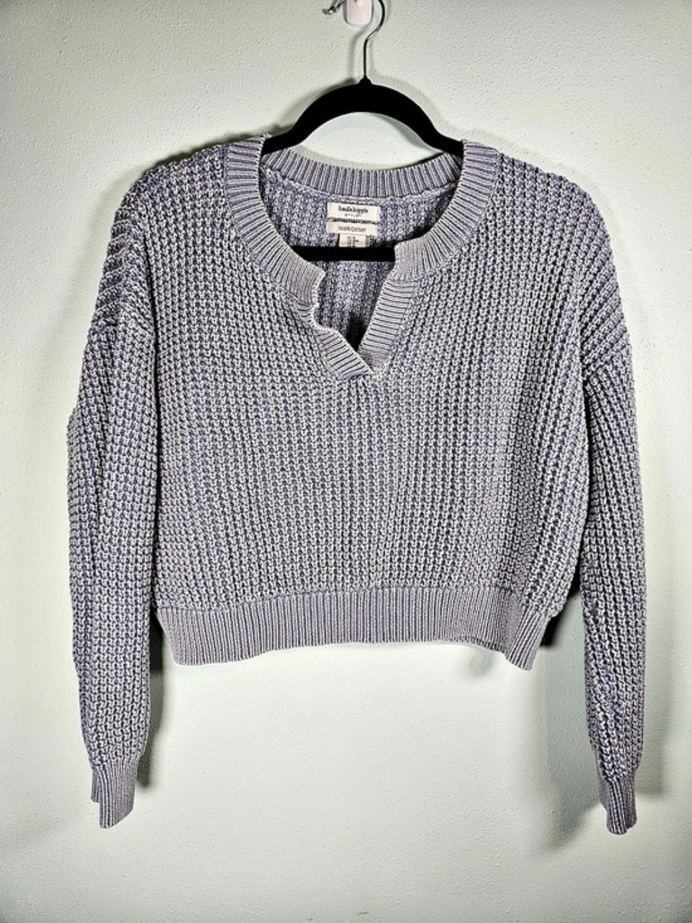 haute hippie Cotton V-Neck Sweater Cropped